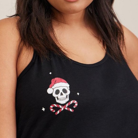 Torrid Tank Top 1X 4X 5X Sleep Tee Skull Holiday Candy Cane Christmas Shirt Tee - Picture 4 of 4